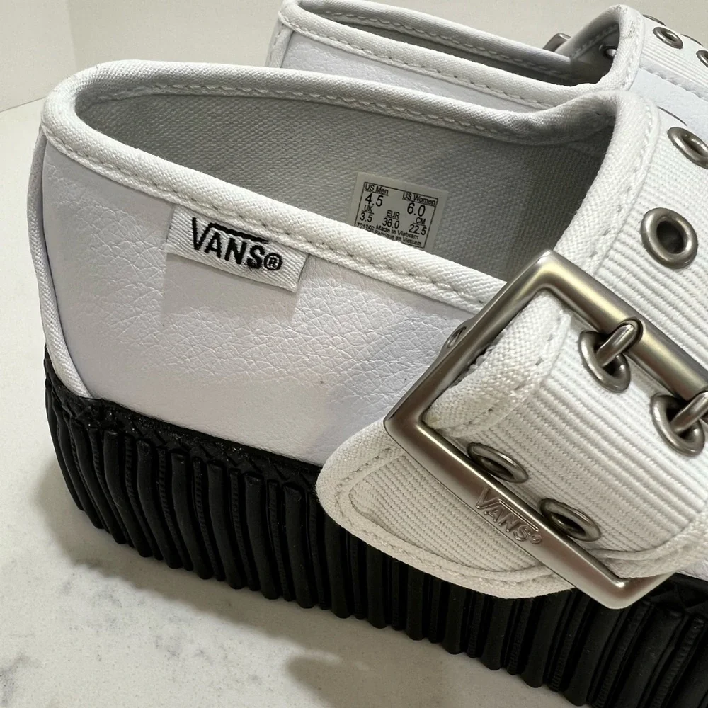 Vans White Dress Shoes with Black Trim - Picture 9 of 15